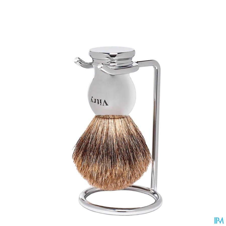 Vitry Man Best Badger Scheerkwast + Houder Metaal