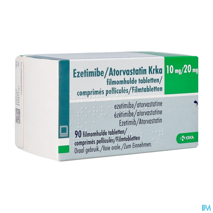 Ezetimibe/atorvastatine Krka 10/20mg Film.tabl 90