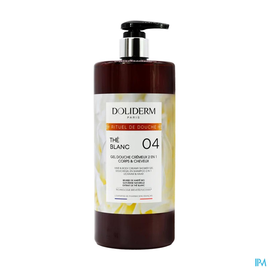 Doliderm Gel Douche 2en1 The Blanc Fl Pompe 1l
