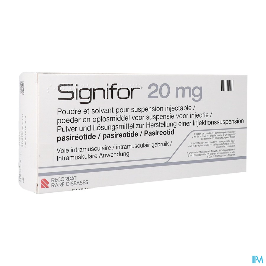 Signifor 20mg Pdr+solv Vr Susp Inj 1fl+voorg.spuit