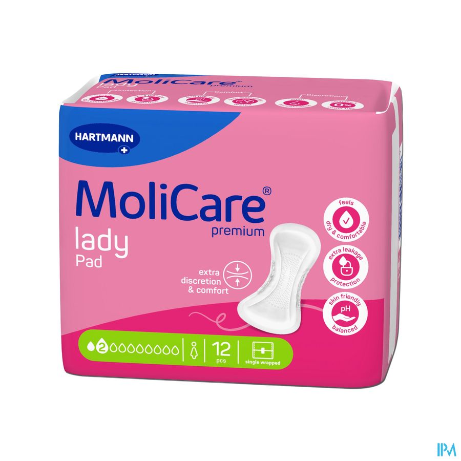 Molicare Premium Lady Pad 2 Drops 26,5x11cm 12 Molicare Premium Lady Pad 2 Drops 26,5x11cm 12