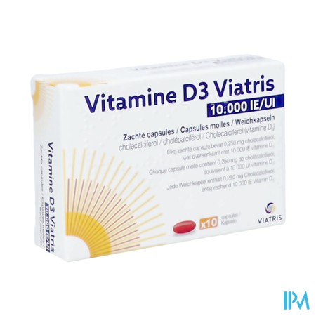 Vitamine D3 Viatris 10000ie Zachte Caps 10