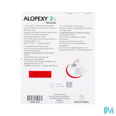 Alopexy 2 % Sol Applic. Cutane Fl Pipette 3x60ml