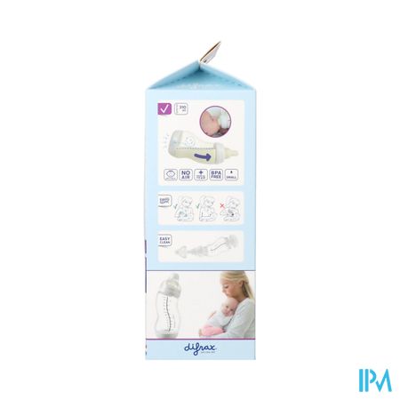 Difrax S-fles Breed Glas Wit 310ml 2