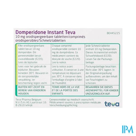 Domperidone Instant Teva Comp Orodisp 30 X 10mg