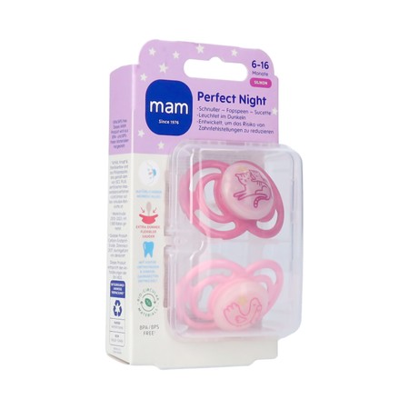Mam Perfect Night Sucette Silic. Pure 6-16m Rose 2