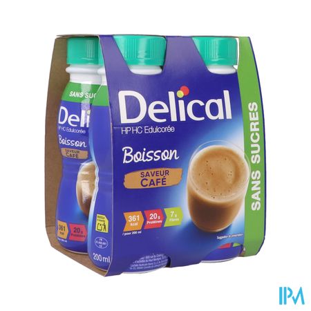 Delical Melkdrank Z/suiker Koffie 4x200ml