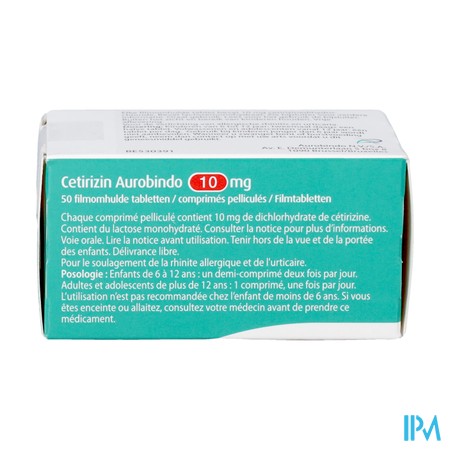 Cetirizin Aurobindo 10mg Comp Pell 50