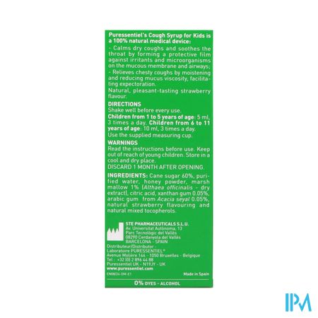 Puressentiel Ademhaling Hoestsiroop Kind 140ml