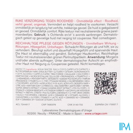 Uriage Roseliane Creme Rijk A/roodheid Pot 50ml