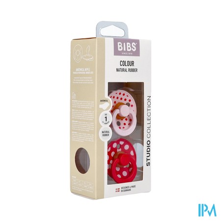 Bibs 1 Fopspeen Anatomic Studio Duo Polka Bl/apple
