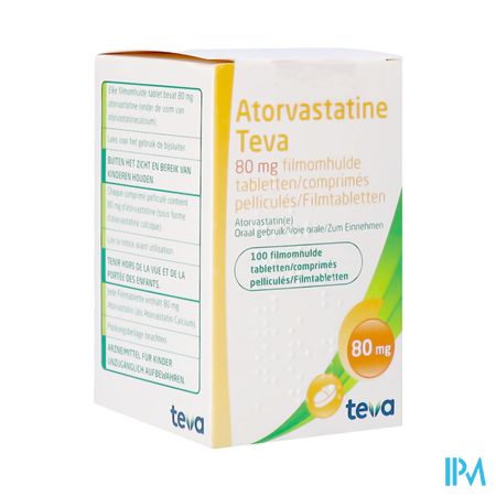 Atorvastatine Teva 80mg Comp Pell 100 Pot