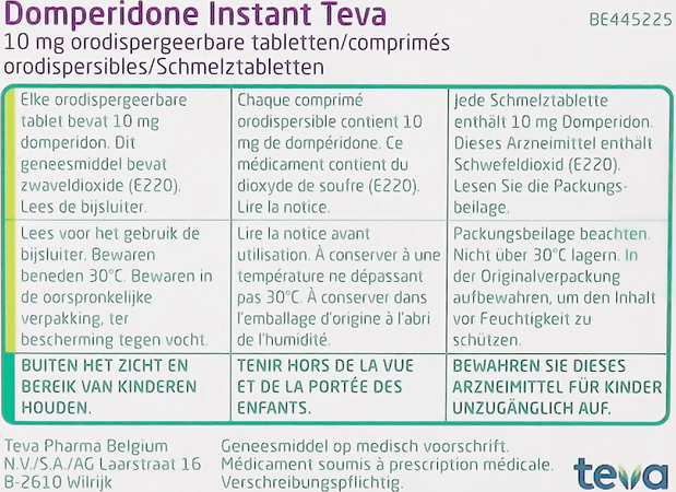 Domperidone Instant Teva Comp Orodisp 30 X 10mg