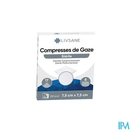 Livsane Compresses Steriles 8pl 7,5x7,5cm 20