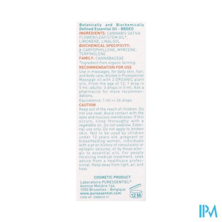 Puressentiel Eo Gecultiveerde Hennep Bio 5ml