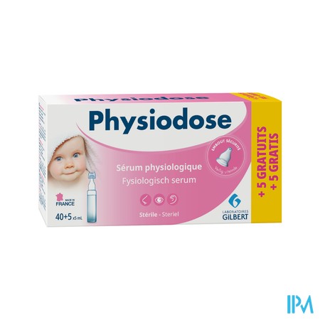 Physiodose Serum Fysio Ud Ster 40x5ml+5 Gratis