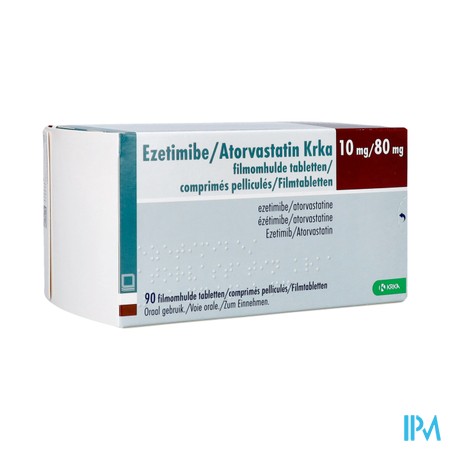 Ezetimibe/atorvastatine Krka 10/80mg Film.tabl 90
