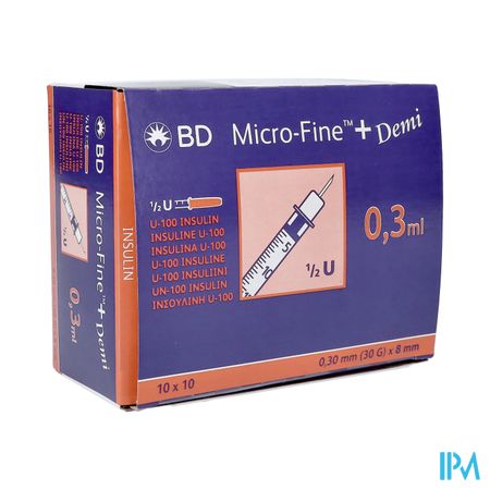 Bd Microfine+ Ins.sp.demi 0,3ml 30g 8mm 100 324826
