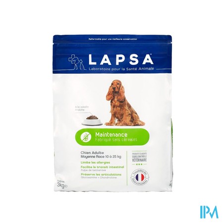 Lapsa Onderh.hond Volw. Middel.rassen Z/granen12kg