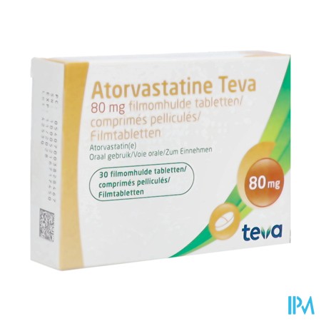 Atorvastatine Teva 80mg Filmomh Tabl 30 Blister