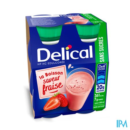 Delical Boisson Lactee S/sucre Fraise 4x200ml