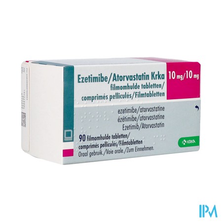 Ezetimibe/atorvastatine Krka 10/10mg Film.tabl 90