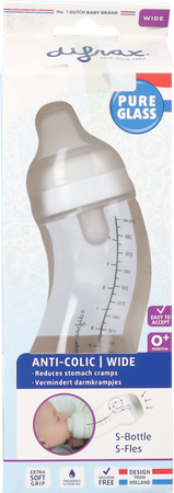 Difrax S-fles Breed Glas Wit 310ml 3