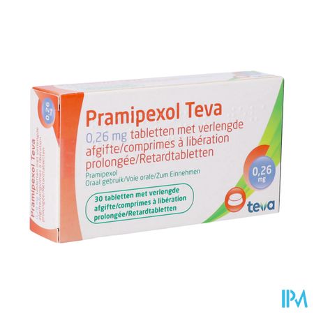 Pramipexol Teva 0,26mg Verlengde Afgifte Comp 30
