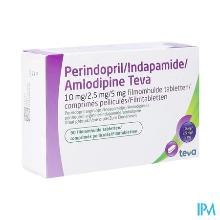 Perind./indap./amlod.teva 10/2,5/5mg Comp Pell 90