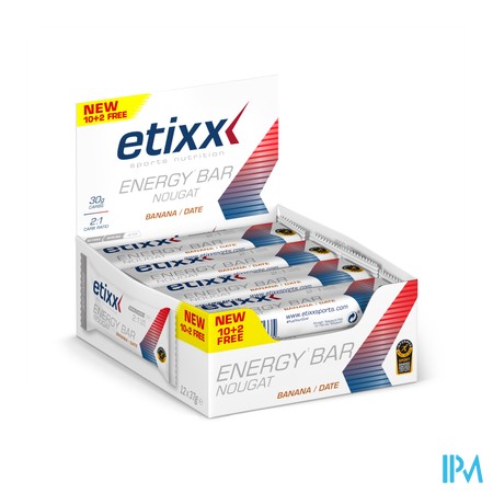 Etixx Energy Bar Nougat Banana Date 12x37g