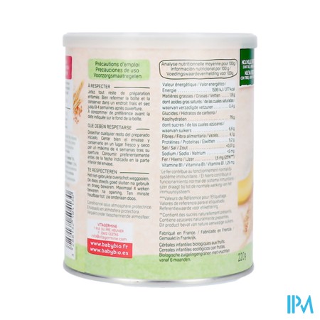 Babybio Cereales 2 Fruits 220g