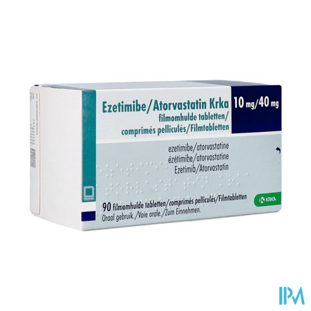 Ezetimibe/atorvastatine Krka 10/40mg Film.tabl 90
