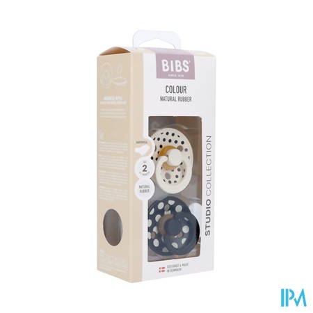 Bibs 2 Fopspeen Anatomic Studio Duo Polka Bl/ivory
