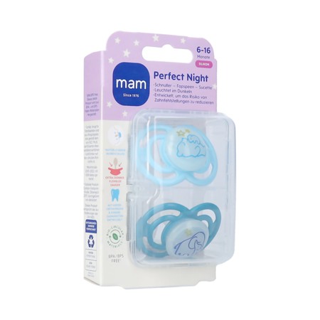 Mam Perfect Night Sucette Silic. Pure 6-16m Bleu 2