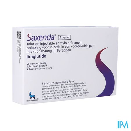 Saxenda Orifarm 6mg/ml Opl Inj Voorgev. Pen 5x3ml