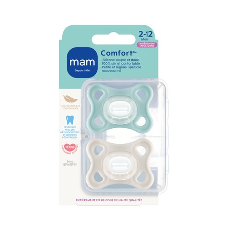 SUCET MAM COMFORT SIL BLEU 2-6M X2