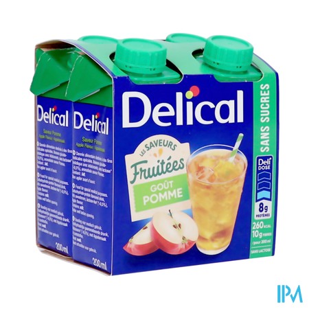 Delical Fruitdrink Appel Z/suikers 4x200ml