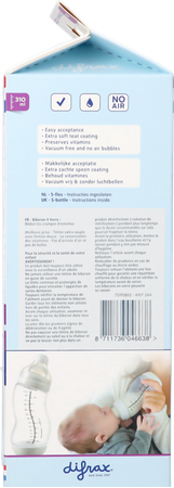 Difrax S-fles Breed Glas Wit 310ml 5