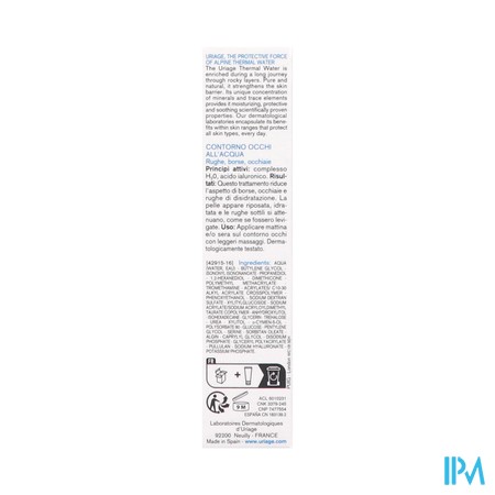 Uriage Thermaal Water Verzorg Water Oogomtrek 15ml
