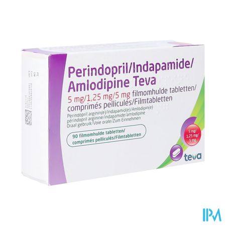 Perind./indap./amlod.teva 5/1,25/5mg Comp Pell 90