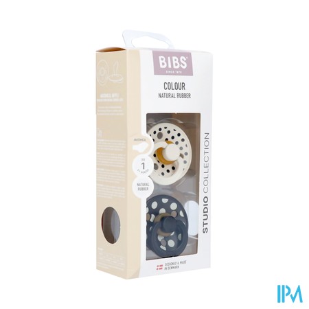 Bibs 1 Fopspeen Anatomic Studio Duo Polka Bl/ivory