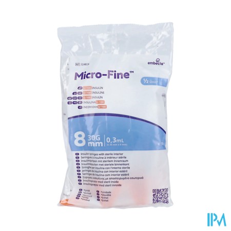 Microfine Seringue Insuline 0,3ml 30g 8mm 10
