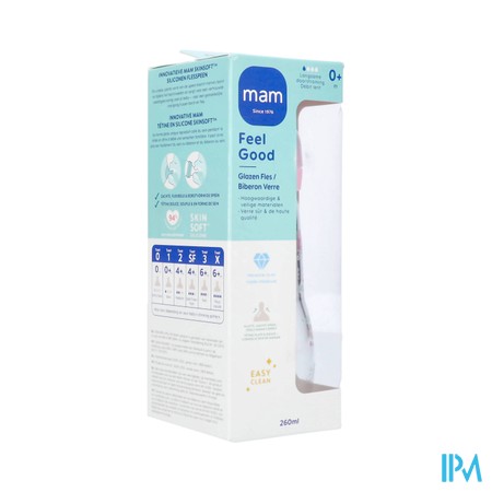 Mam Feel Good Glass Bottle Matt Girl 260ml
