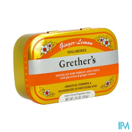 Grether's Suikervrij Pastilles Gember-citroen 110g