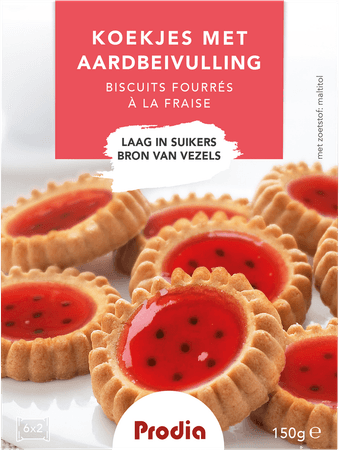 Prodia Gevulde Koekjes Aardbei 150g 5850 Revogan