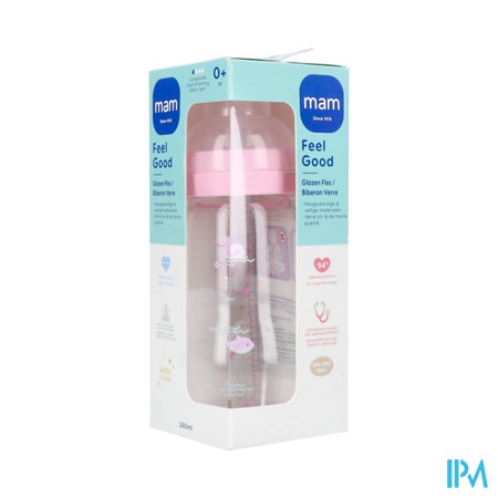 Mam Feel Good Glass Bottle Matt Girl 260ml
