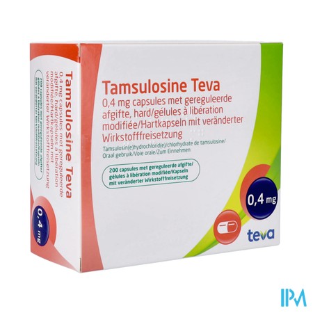 Tamsulosine Teva 0,4mg Lib.modif. Caps 200 Pip