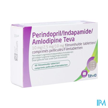 Perind./indap./amlod.teva 10/2,5/10mg Comp Pell 90