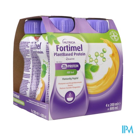 Fortimel Plantbased Pr.2kcal Pom./wor./gem.4x200ml