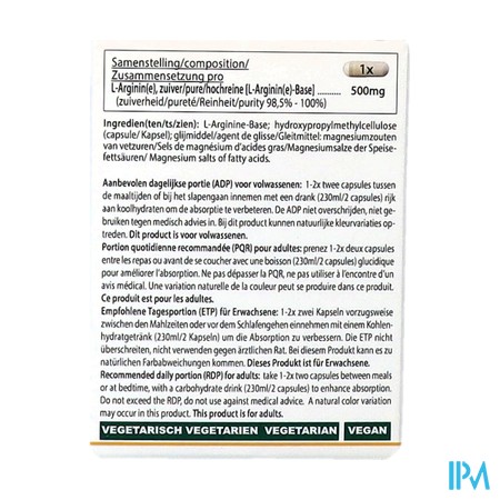 Altisa l-arginine 500mg V-caps 90